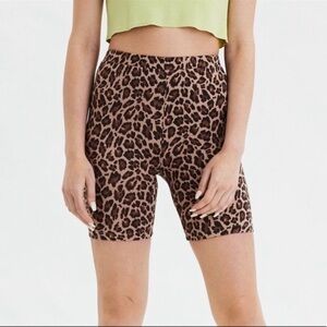 American Eagle leopard print high rise bike shorts